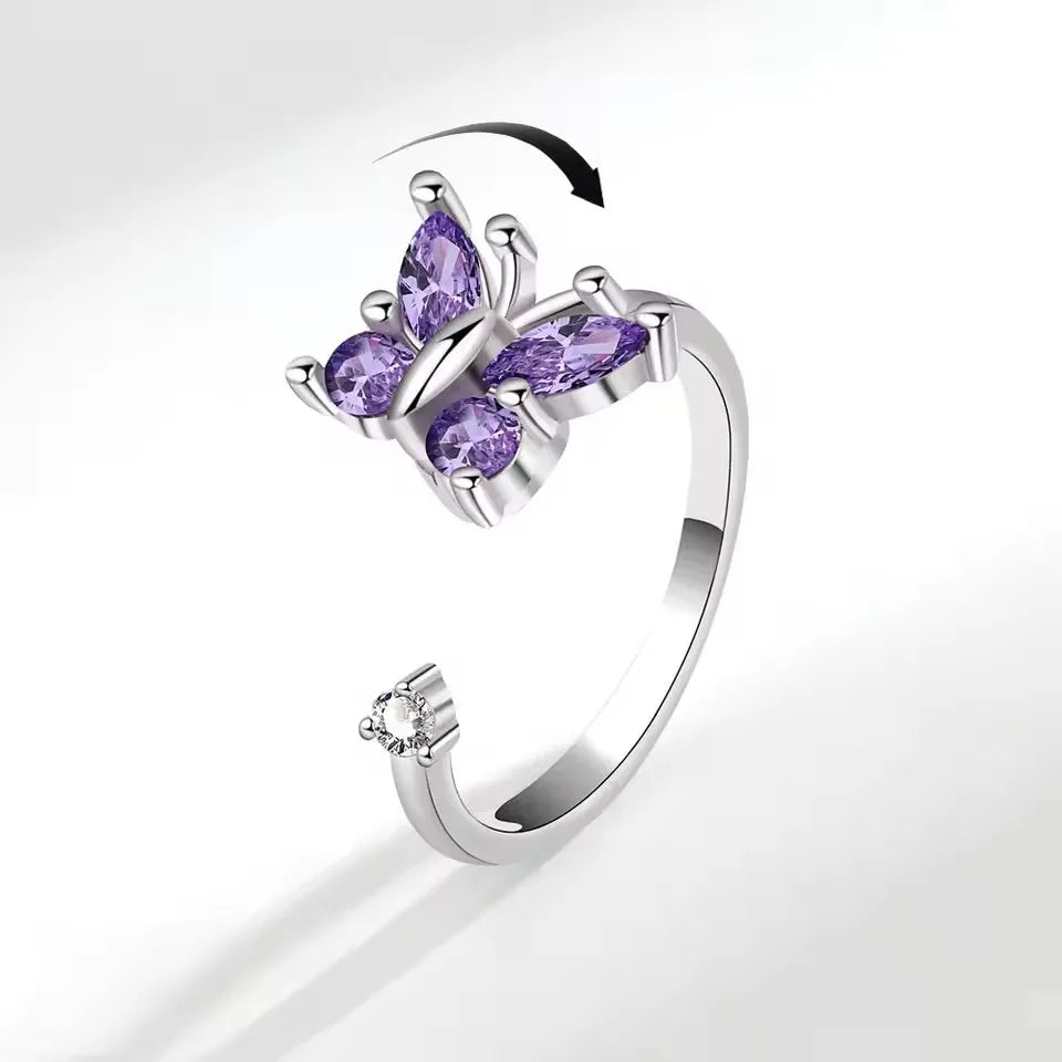 Sunflower Diamond Zircon Rotatable Ring