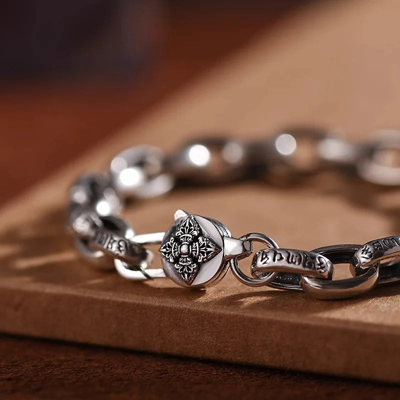 High Quality Silver New Six-Character Mantra Bracelet