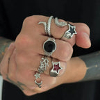 Set 6 Pieces Creative Irregular Snake Stars Open Rings