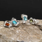 Set 4 Pieces Lava Rings Stacking Colorful Zircon Thick Ring Punk