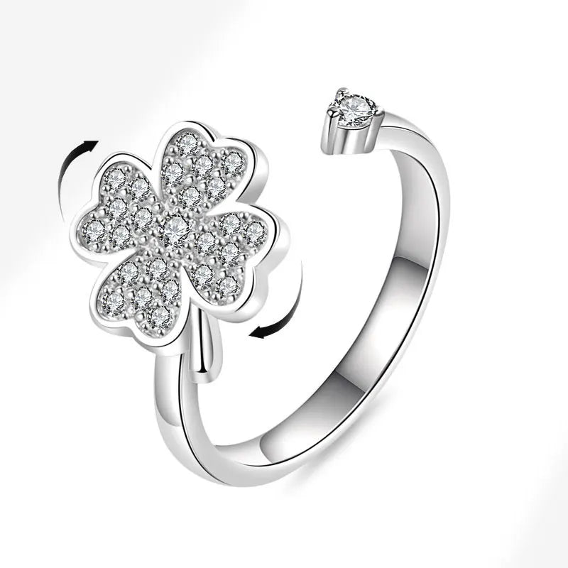 Sunflower Diamond Zircon Rotatable Ring