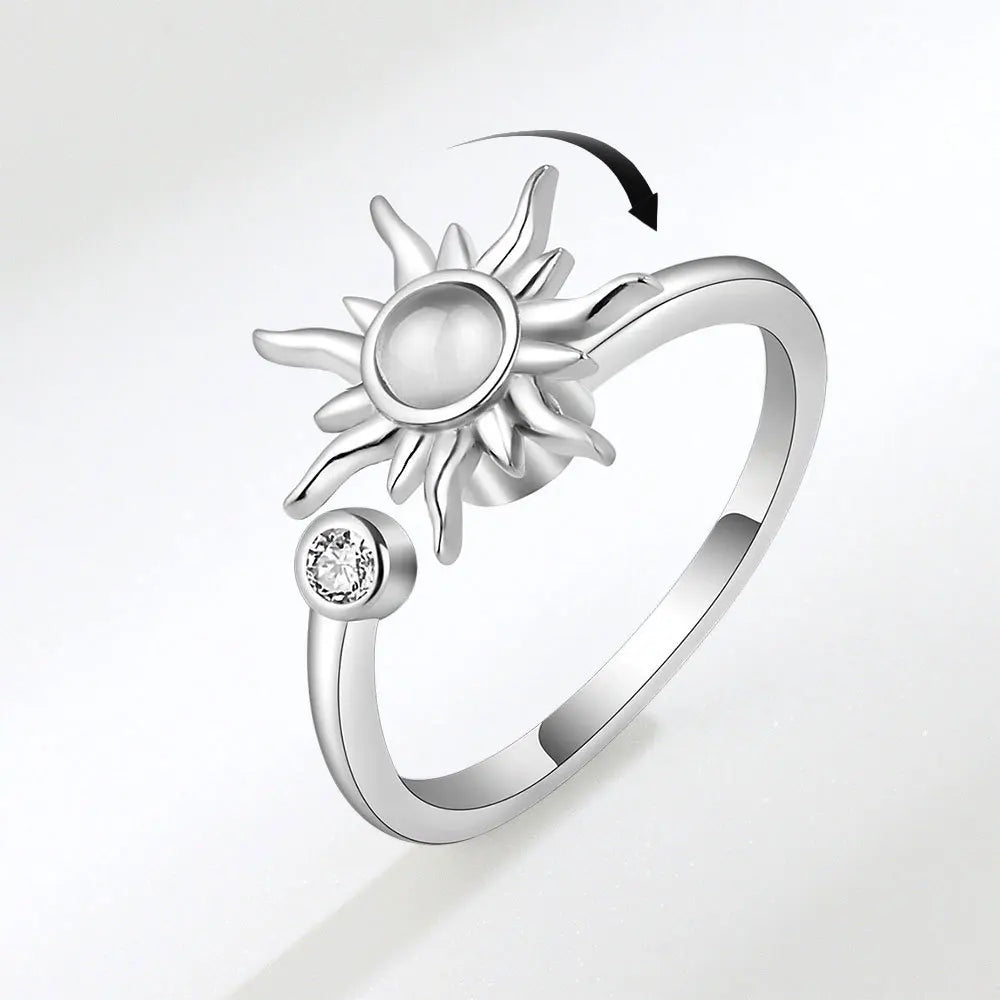 Sunflower Diamond Zircon Rotatable Ring