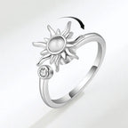 Sunflower Diamond Zircon Rotatable Ring