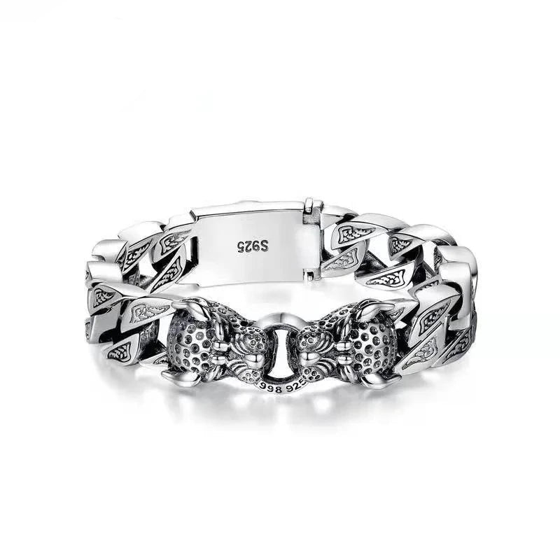 Double Leopard Head Woven Bracelet