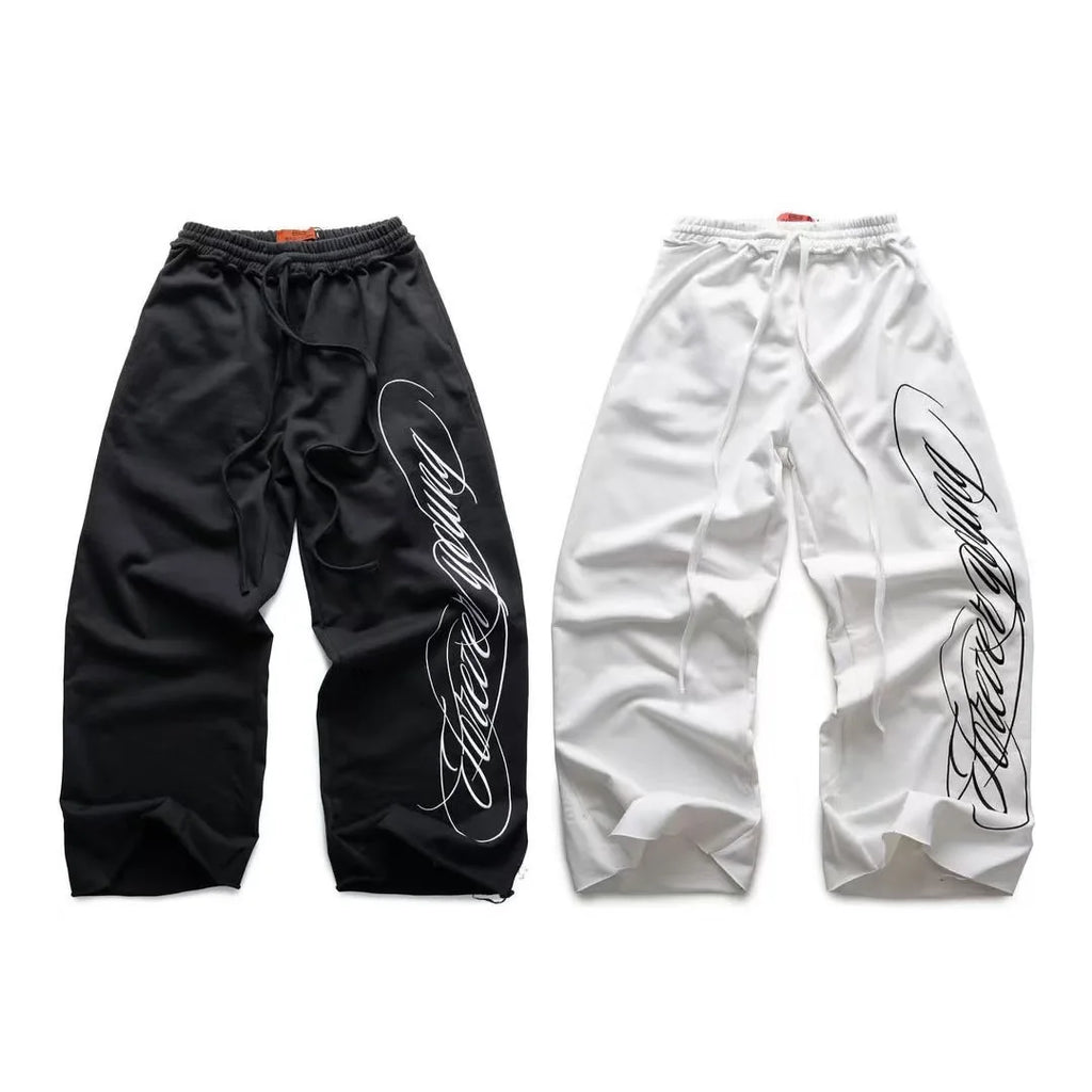 Y2K American Retro  Hip-Hop Letter Printed Streetwear Jogger Loose Wide-Leg Oversize Casual Pants
