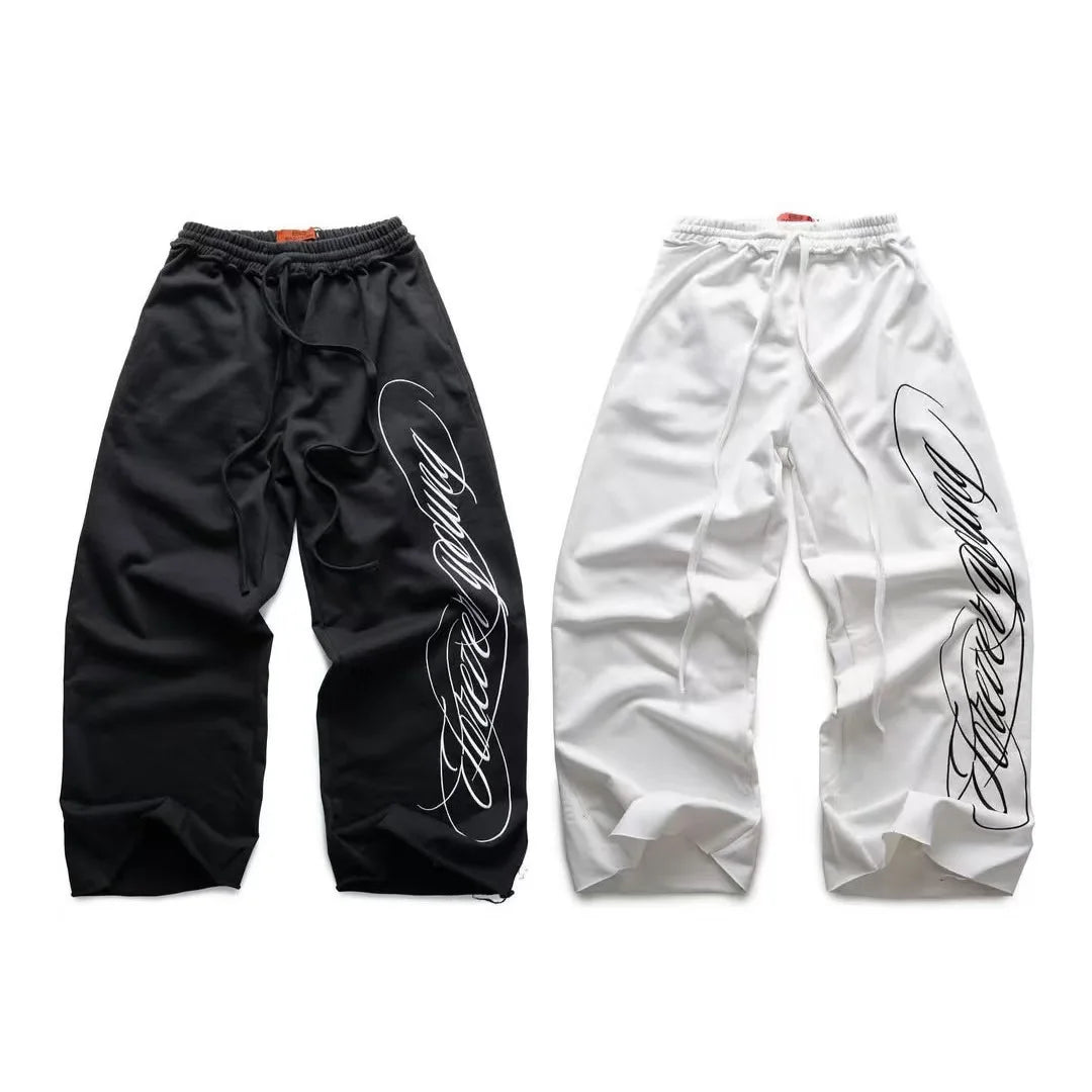 Y2K American Retro  Hip-Hop Letter Printed Streetwear Jogger Loose Wide-Leg Oversize Casual Pants
