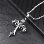 Vintage Flame Cross Pendant Necklace