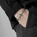 Retro Flame Cross Bracelet Hip Hop Titanium Steel Jewelry Accessories