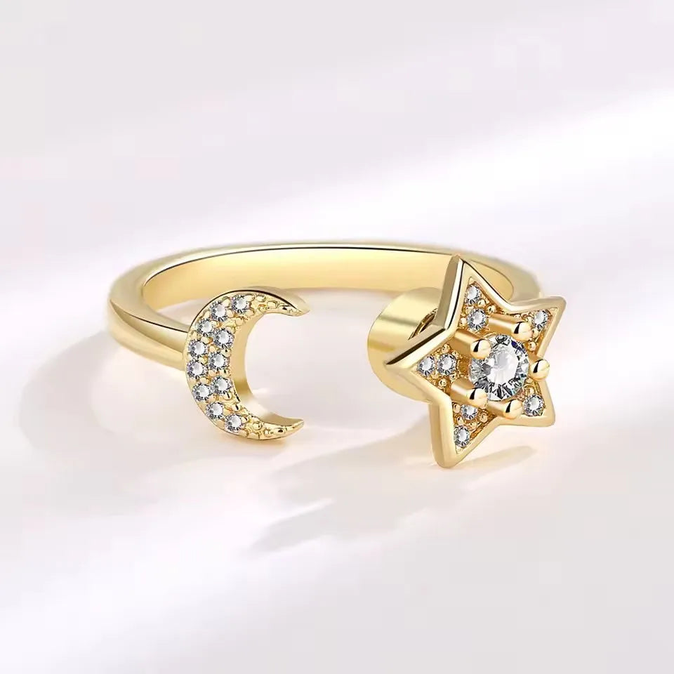Sunflower Diamond Zircon Rotatable Ring