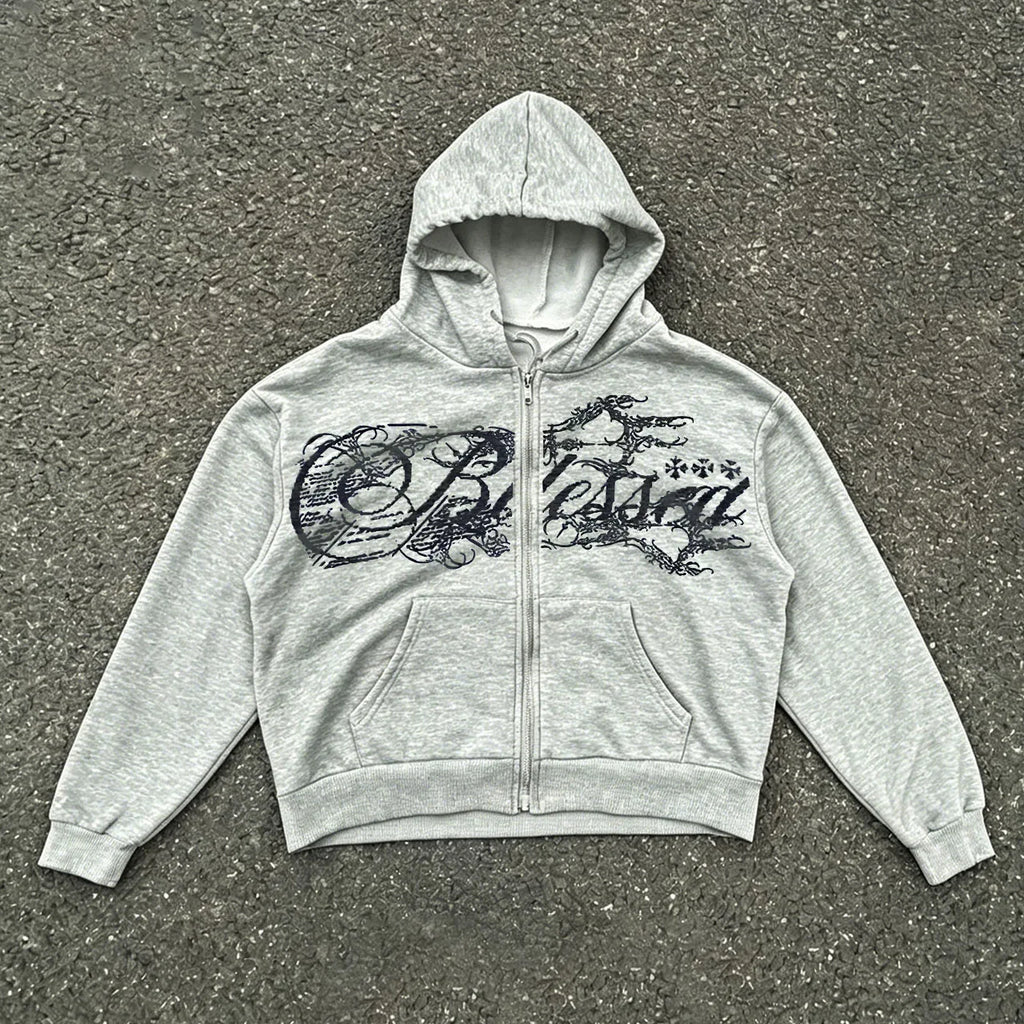 Y2K Harajuku Punk Style Retro American Zipper Hoodie