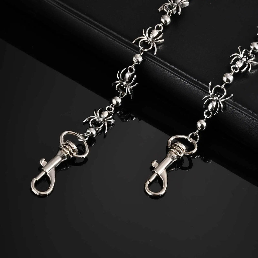 Hiphop Metal Pants Chain Pentagram Black Spider Pants Chain