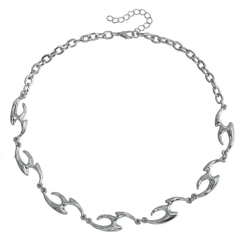 Cyberpunk Liquid Metal Thorny Choker Necklace Jewelry