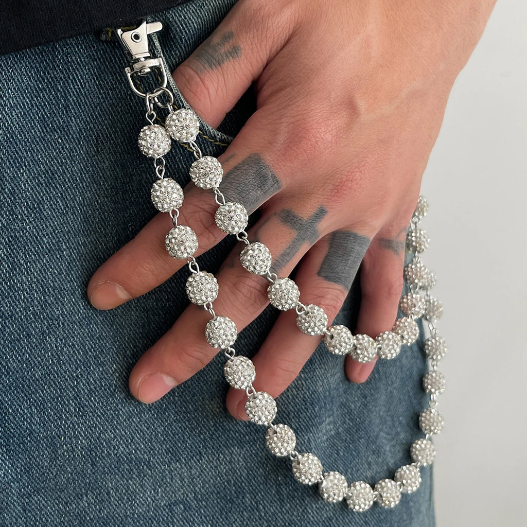 Y2K Sparkling Rhinestone Ball Chain Street Belt Chain