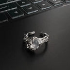 Punk Moonstone Irregular Geometric Statement Ring