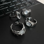 Punk Moonstone Irregular Geometric Statement Ring