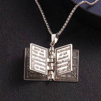 Gothic Style Religious Bible Necklace Alloy Steel Vintage Flipped Bible