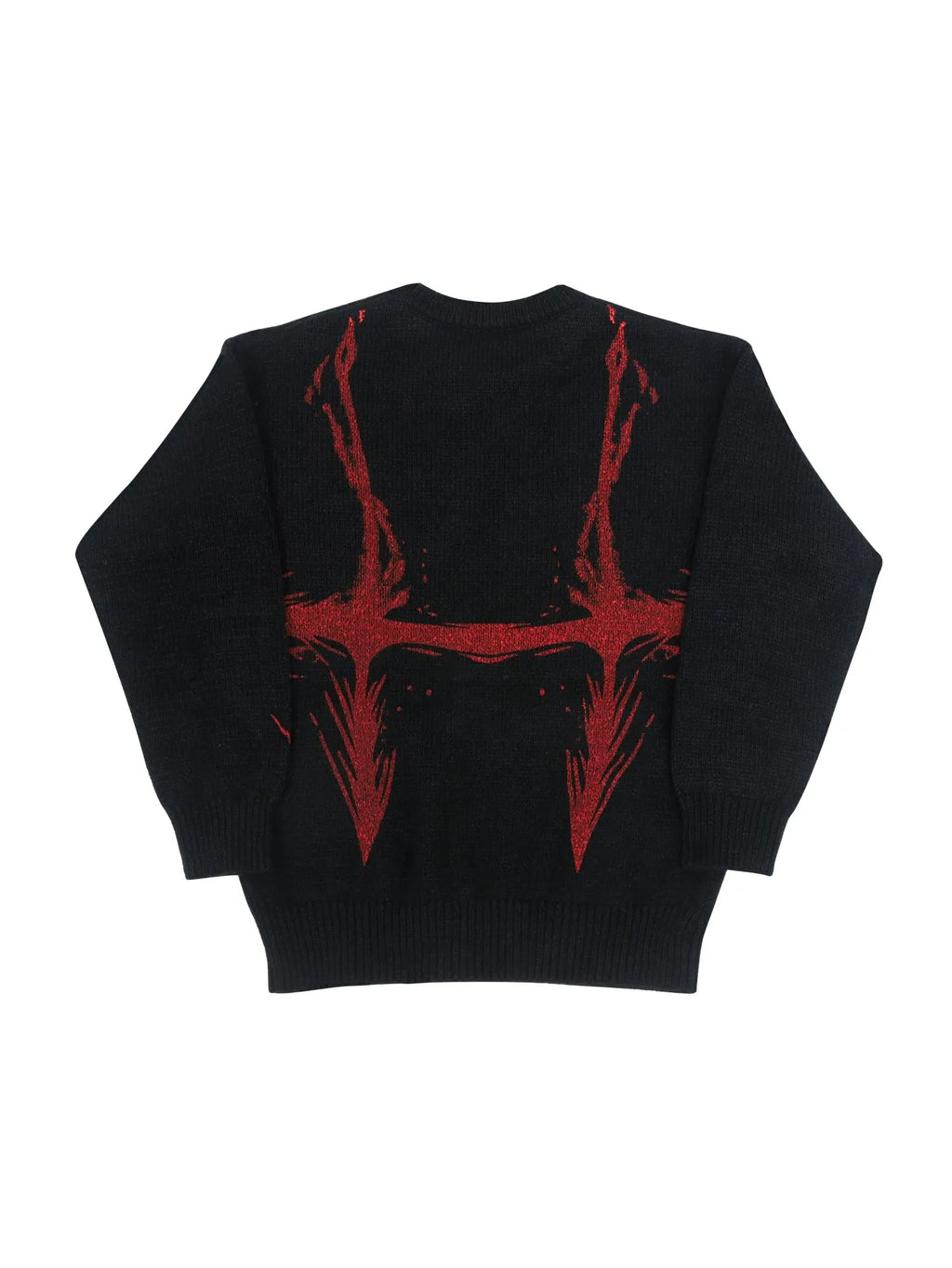 Y2K Streetwear Gothic Grunge Black and Red Graphic Knit Sweater