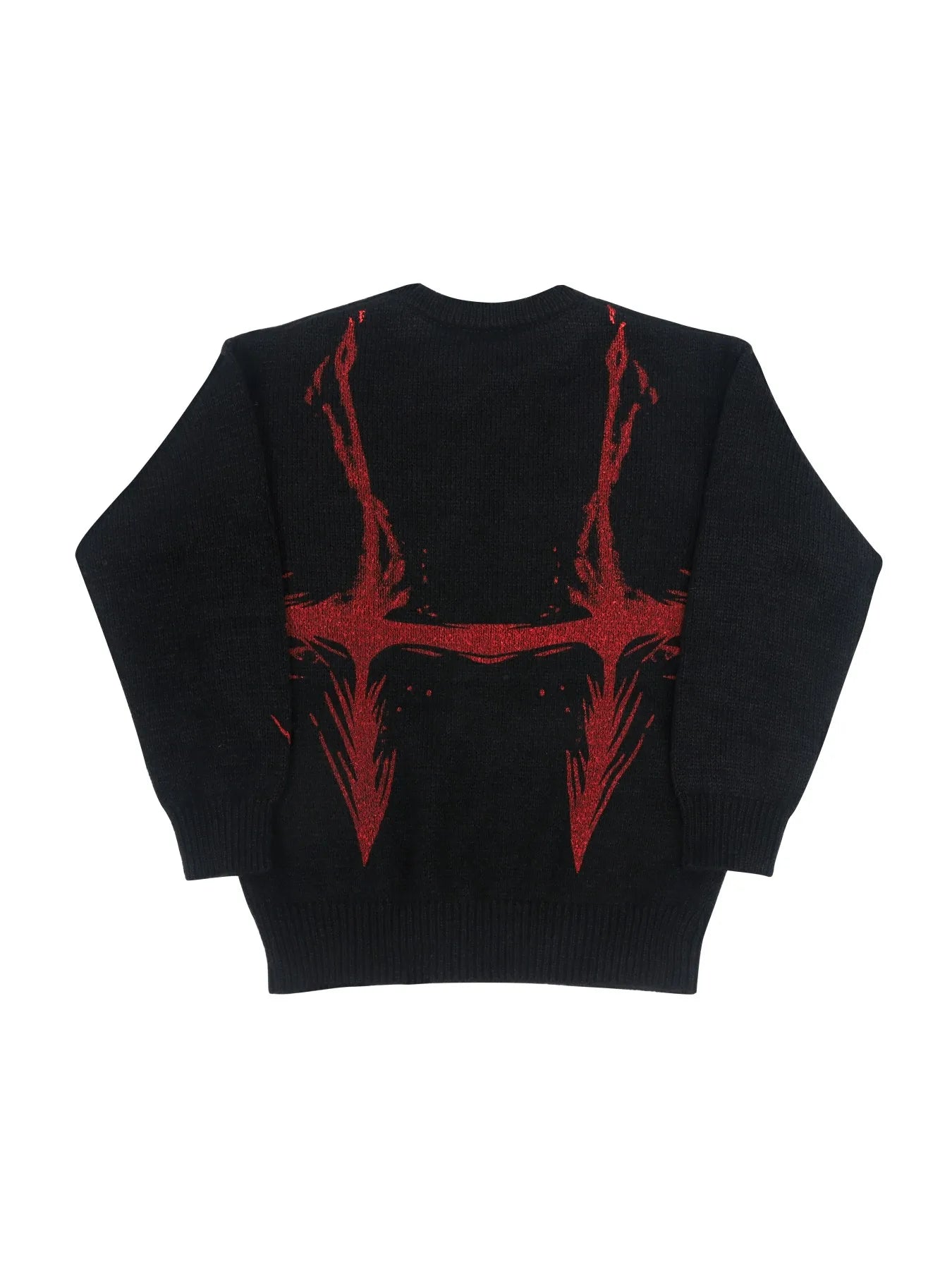 Y2K Streetwear Gothic Grunge Black and Red Graphic Knit Sweater