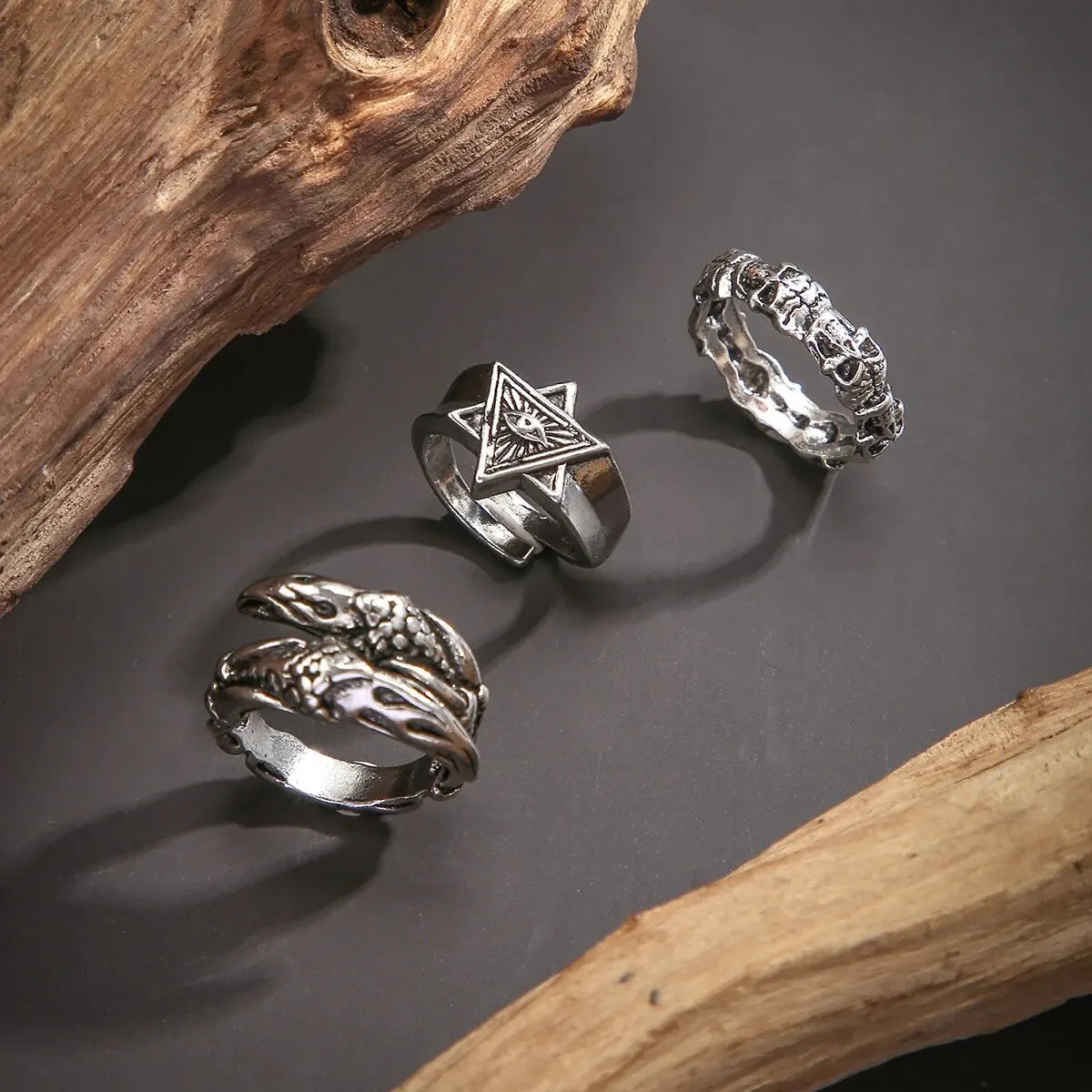 Set  Vintage Cool Claw Geometry Rings