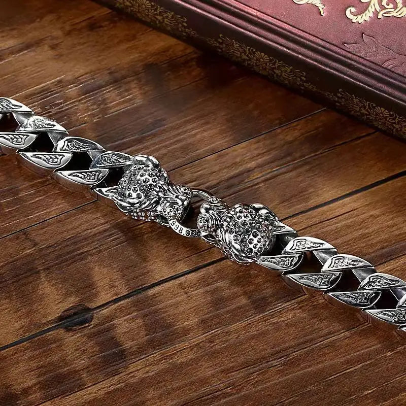 Double Leopard Head Woven Bracelet