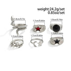 Set 6 Pieces Creative Irregular Snake Stars Open Rings