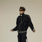 Cyberpunk Crocodile Print Pu Leather Jacket Y2K Streetwear Clothes