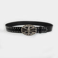 Unisex Jeans Belt Female Punk Gothic Wide Belts For Women Luxury Brands Hollow Cross Hearts Men's belt Male Rivet Waistband
