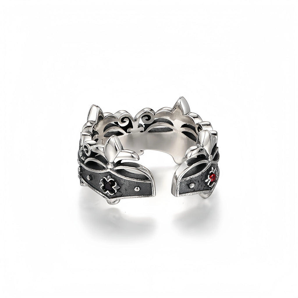 Retro Iris Flower-de-luce Crown Adjustable Open Ring