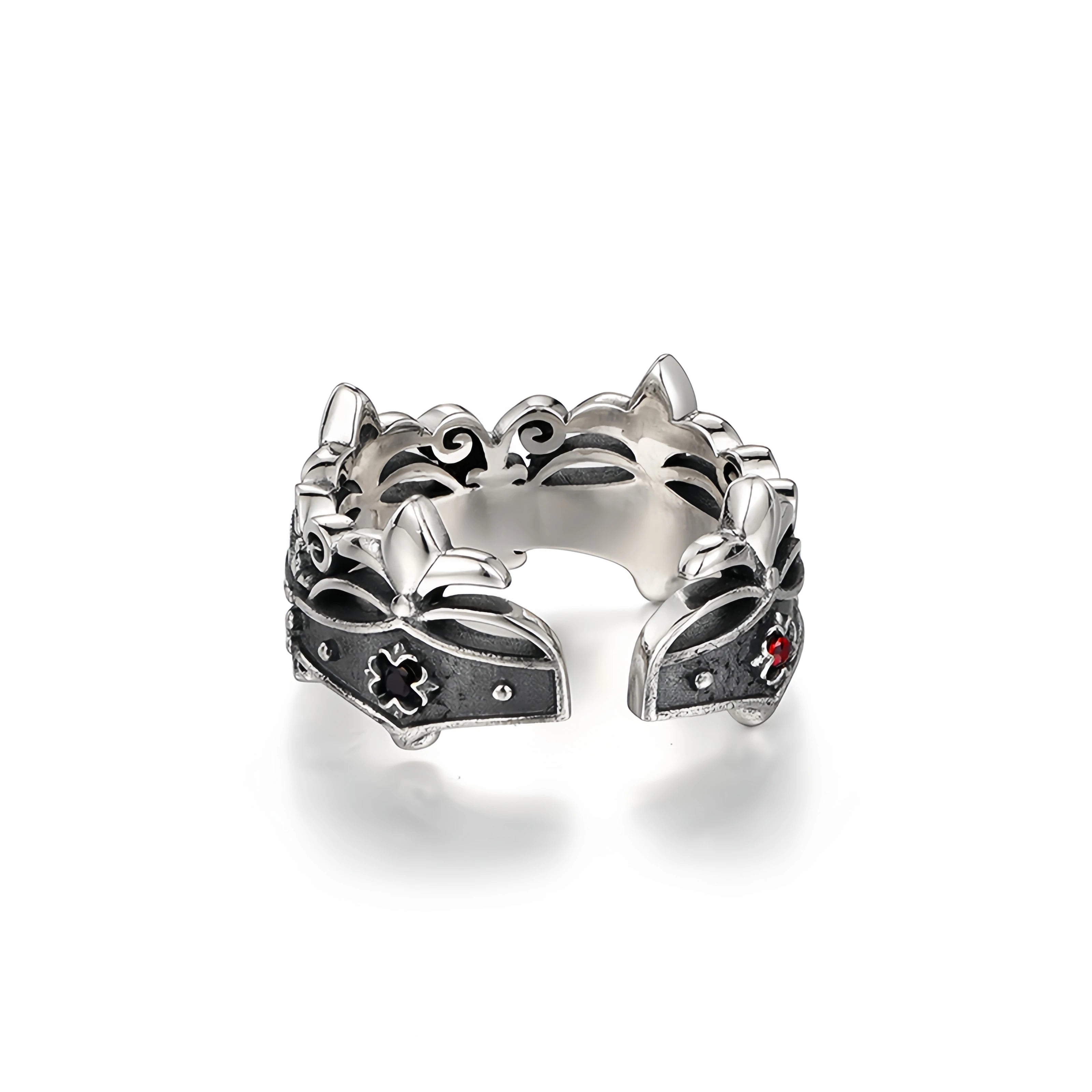 Retro Iris Flower-de-luce Crown Adjustable Open Ring