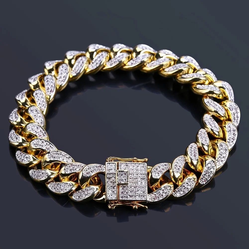 Luxury Iced Out Cuban Link Chain Bracelet