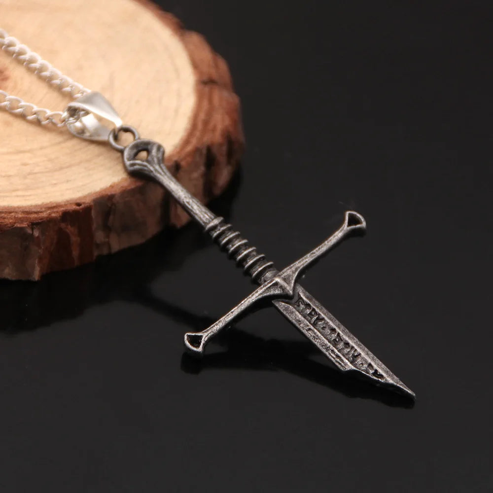 Movie Aragorn Narsil Broken Sword Cosplay Necklace Vintage Punk