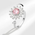 Sunflower Diamond Zircon Rotatable Ring