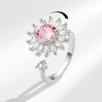 Sunflower Diamond Zircon Rotatable Ring