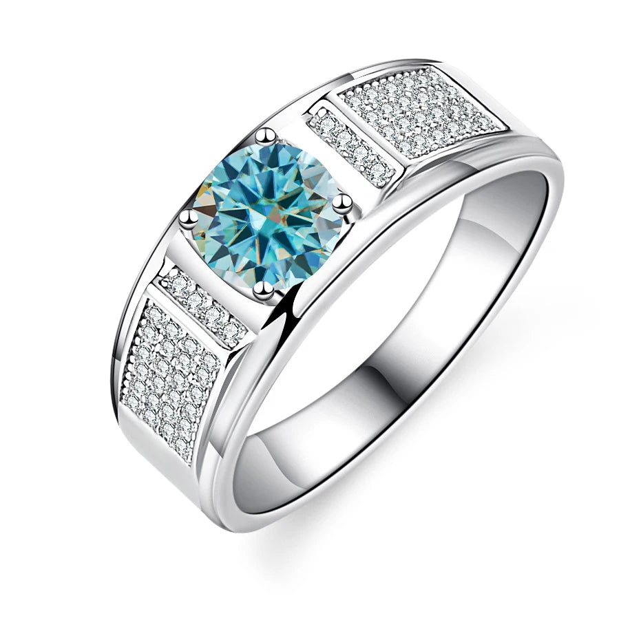 Real 1.0 Carat Moissanite Pure Solid 18K White Gold Ring