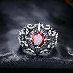 Retro Red Heart Crusades Vine Ring Dark Gothic Vintage Resizable Ring Punk Accessories