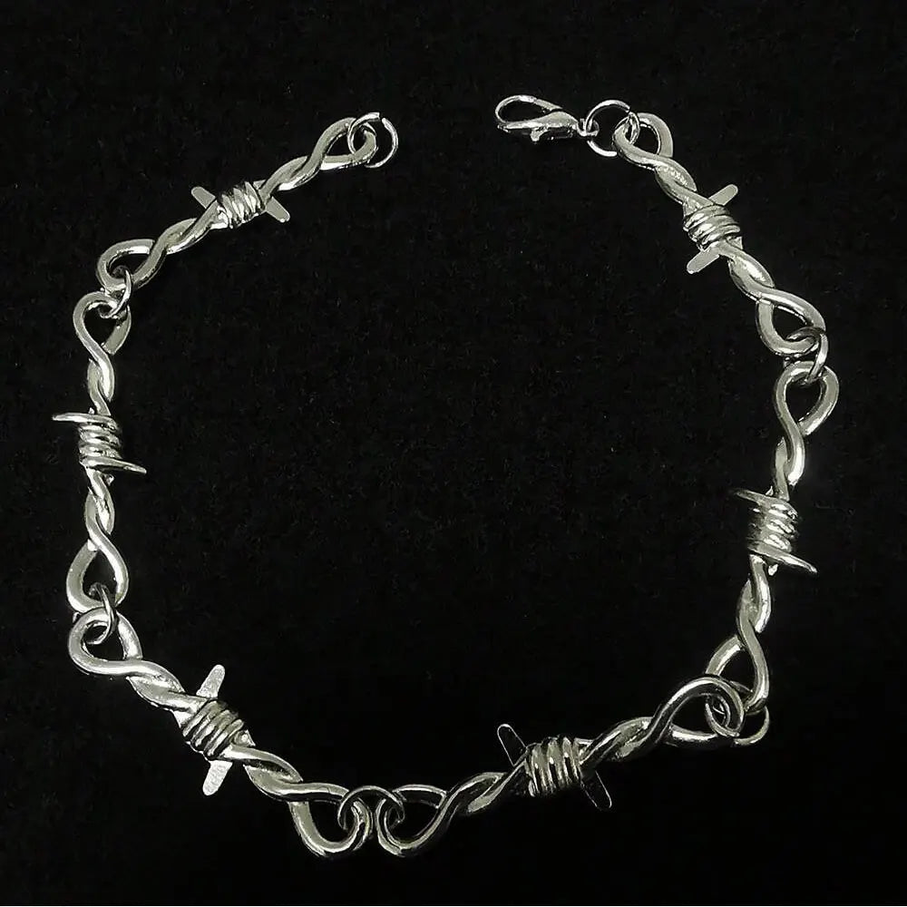 Gothic Bracelet Barbed Wire Chain Bracelets Adjustable Punk Emo Style