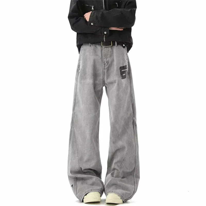 Y2K Jean For Man Washed American Straight Leg Denim Pants