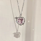 JWER Trendy Bling Moonstone Star Cross Pendant Necklace for Women Punk Hip Hop Star Chain CrystalNecklace Party Y2K Jewelry Gift