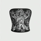 Gothic Y2K Mary Glitter Tube Top