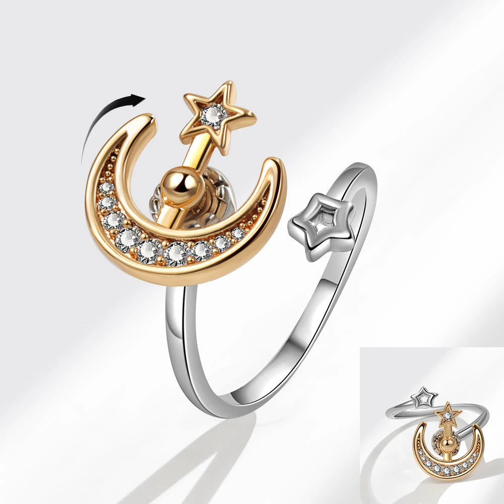 Sunflower Diamond Zircon Rotatable Ring