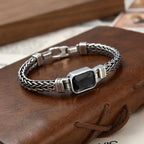 Hand-Knitted Old Vintage Black Stone Bracelet