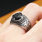 Gothic Vintage Dragon Claw Punk Hip Hop Stainless Steel Black Stone Ring