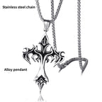 Vintage Flame Cross Pendant Necklace