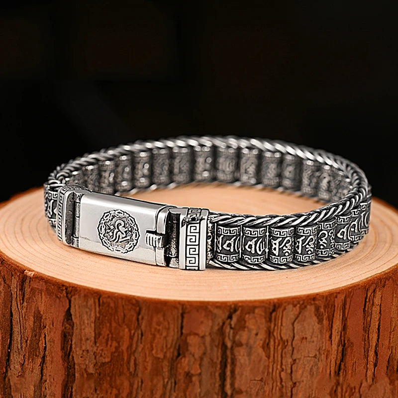 Creative Bracelets Lucky Buddhist Scripture Turn Beads Retro