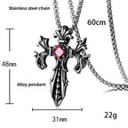 Vintage Flame Cross Pendant Necklace