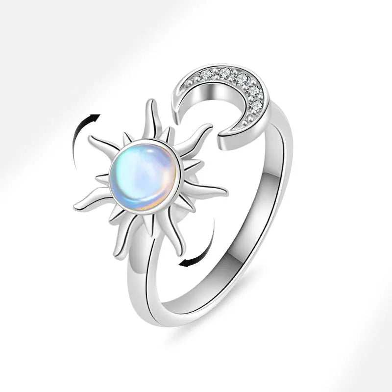 Sunflower Diamond Zircon Rotatable Ring