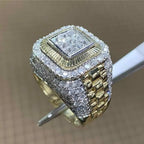 Domineering Gold Color Hip Hop Ring White Zircon Stones Punk