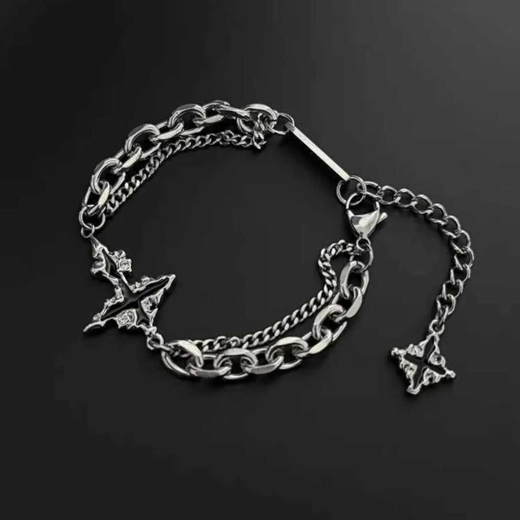 Retro Flame Cross Bracelet Hip Hop Titanium Steel Jewelry Accessories