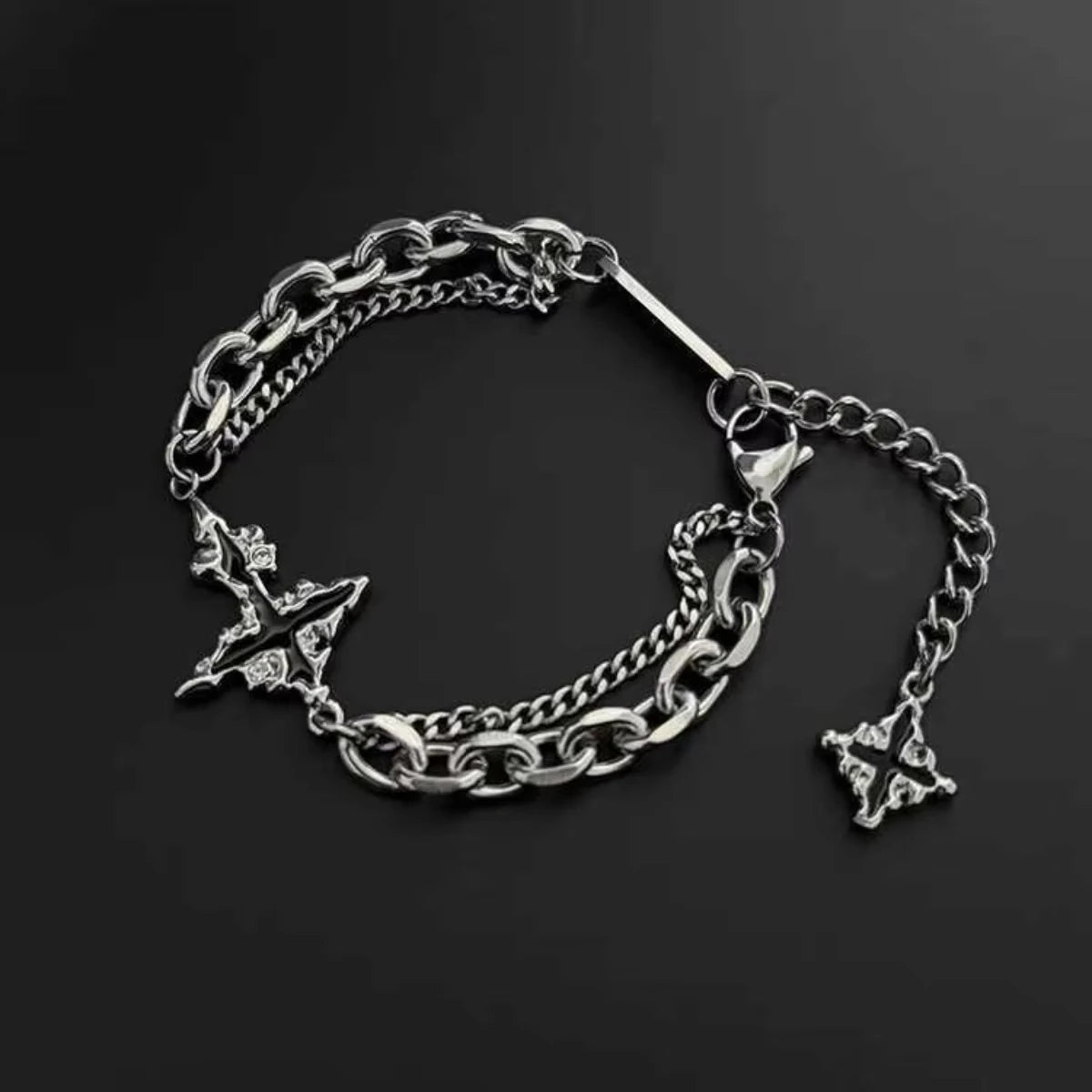Retro Flame Cross Bracelet Hip Hop Titanium Steel Jewelry Accessories