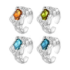 Set 4 Pieces Lava Rings Stacking Colorful Zircon Thick Ring Punk